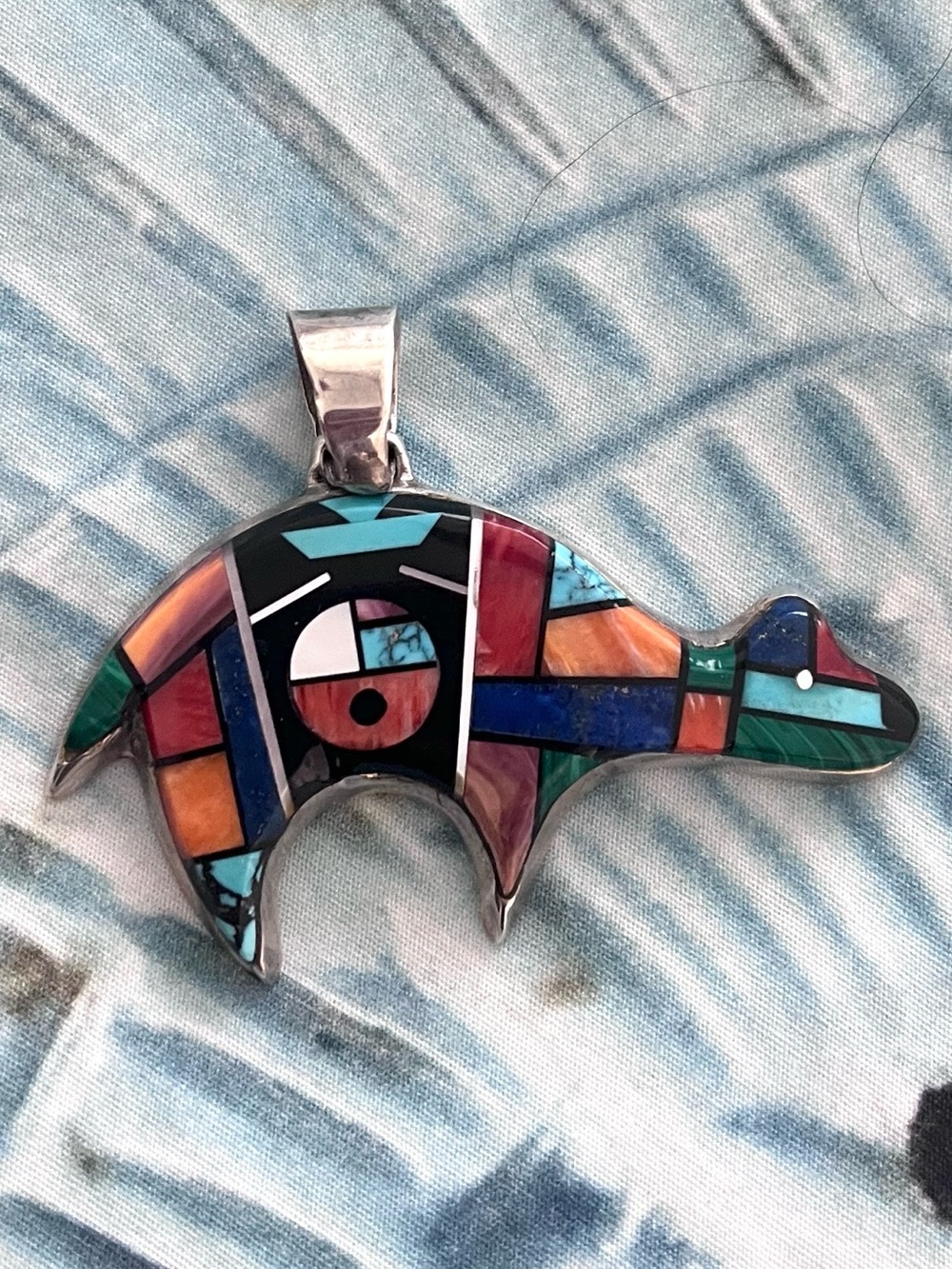 Navaho Inlay Medicine Bear Pendant